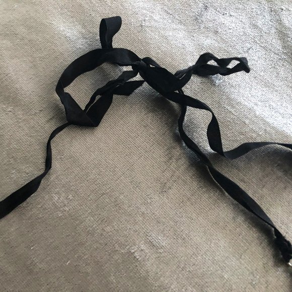 Black Ribbon & Rhinestone Necklace - Picture 5 of 7